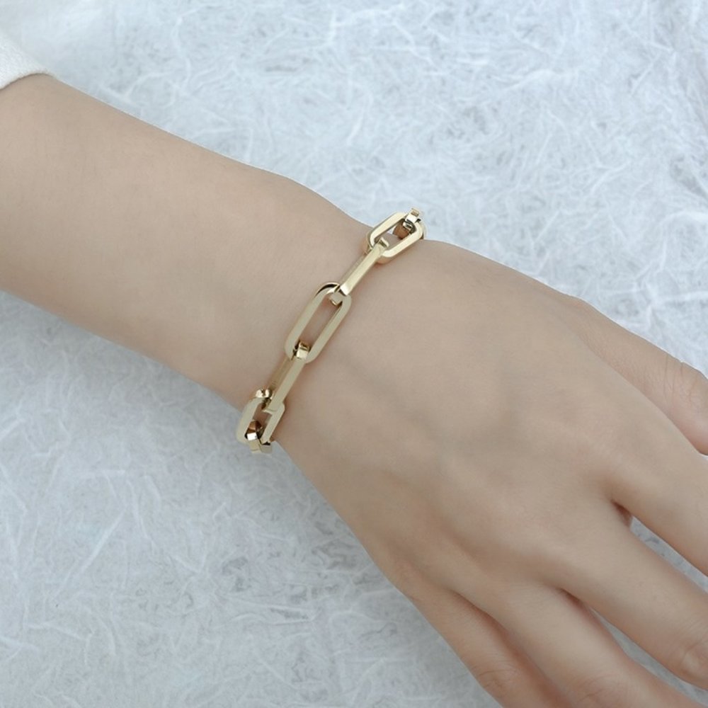 New! Link Bracelet Stainless Steel Gold Plated - Picture 4 of 6